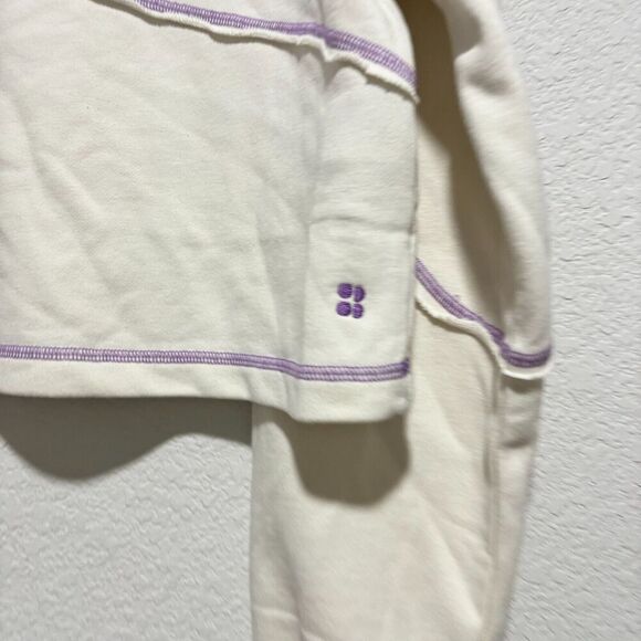 Sweaty Betty Women's 10 Lily White Revive Half Zip Crop Sweatshirt Mock Neck - Picture 5 of 9